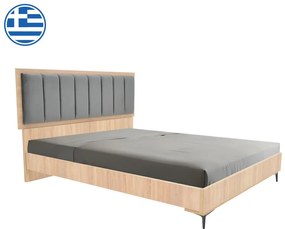 Κρεβάτι διπλό Monacol pakoworld σε φυσική με ανθρακί απόχρωση 160x200εκ