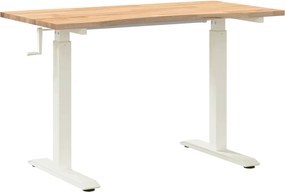 vidaXL Γραφείο Λευκό και Φυσικό 120 x 60 cm Στερεό Ξύλο Δρυός