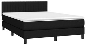 vidaXL Κρεβάτι Boxspring με Στρώμα &amp; LED Μαύρο 140x200 εκ. Υφασμάτινο