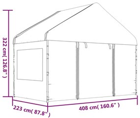 Κιόσκι με Τέντα Λευκό 13,38 x 4,08 x 3,22 μ. από Πολυαιθυλένιο - Λευκό