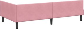 vidaXL Κρεβάτι Γωνίας Ροζ 90 x 190 cm Βελούδο