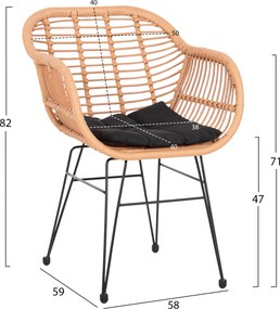 ΣΕΤ ΕΞΩΤ.ΧΩΡΟΥ 5ΤΜΧ ALLEGRA HM21027 ΣΕ ΜΠΕΖ & ΜΑΥΡΟ ΧΡΩΜΑ WICKER-ΜΕΤΑΛΛΟ