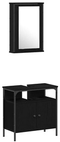 vidaXL Σετ Επίπλων Μπάνιου με ράφι 4 pcs Μαύρη δρυς 33 x 33 x 185.5 εκ