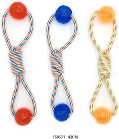Παιχνίδι σκύλου σχοινί με μπάλα TPR - 42cm - 12pcs - 550571