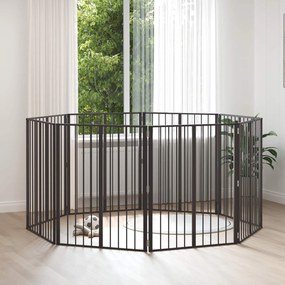 vidaXL Πόρτα Σκύλου 8 pcs Μαύρο 80 x 100 cm Επικαλυμμένος Χάλυβας