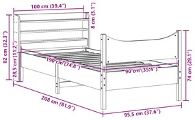 ΠΛΑΙΣΙΟ ΚΡΕΒΑΤΙΟΥ ΚΕΦΑΛΑΡΙ ΚΑΦΕ ΚΕΡΙΟΥ 90X190 ΕΚ. ΜΑΣΙΦ ΠΕΥΚΟ 3307067