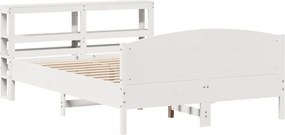 vidaXL Σκελετός Κρεβ. Χωρίς Στρώμα Λευκό 135x190 εκ Μασίφ Πεύκο