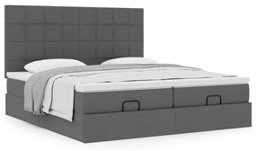 Οθωμανικό κρεβάτι με στρώματα Σκούρο γκρι 160x200cm ύφασμα