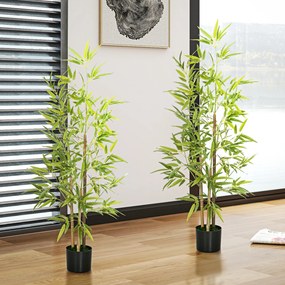 Σετ Τεχνητό Μπαμπού δέντρο με 2 3 κορμούς Easy Care 120cm Τσιμεντοδοχείο Πράσινο