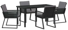 vidaXL Σέτ φαγητού για κήπο 5 pcs Μαύρο Πολυ ράταν