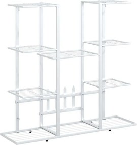 vidaXL Βάση Λουλουδιών Λευκή 94,5 x 25 x 89 εκ. Σιδερένια