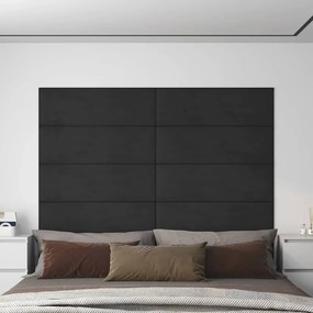 vidaXL Πάνελ Τοίχου 12 τεμ. Μαύρο 90 x 30 εκ. 3,24 μ² Βελούδινα