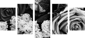 Μπουκέτο με 5 μέρη με τριαντάφυλλα σε ρετρό στυλ σε μαύρο & άσπρο
