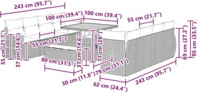 vidaXL Σετ Καναπέ Κήπου με αποθήκευση 11 pcs Μαύρο Πολυ ράταν