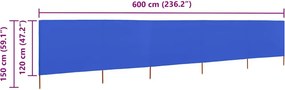 vidaXL Προστατευτικό Αέρα με 5 Πάνελ Αζούρ Μπλε 600x120 εκ. Υφασμάτινο