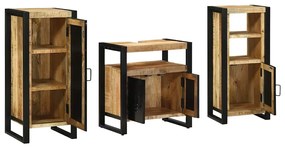 vidaXL Σετ Επίπλων Μπάνιου 3 pcs Καφέ και Μαύρο Στερεό ξύλο μάνγκο