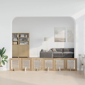 vidaXL Στερεωμένη γυαλιστερή πύλη για σκύλους 6 τμχ. Artisan Δρυς