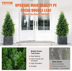 VEVOR 2 Pack 3' Artificial Cedar Topiary Tree Faux Plant UV Decor In/Outdoor