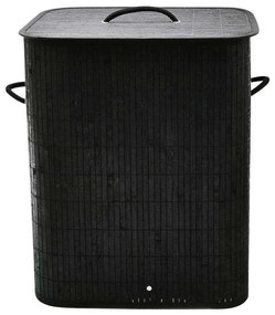 Καλάθι Απλύτων Πτυσσόμενο Ορθογώνιο 60Lt 02-15282 40x30x30cm Black Estia Bamboo, Fabric