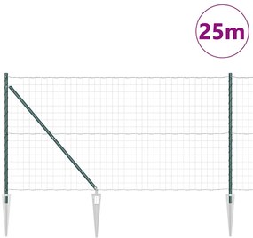 vidaXL Φράχτης με Στήλες. Πράσινο 1.2 x 25 m Ατσάλι