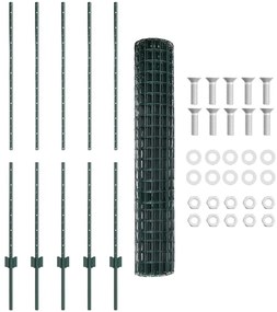 vidaXL Τεντώτο με στήριγμα Πράσινο 1,4 x 10 m Χάλυβας και PVC