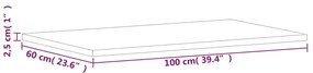 vidaXL Επιφάνεια Τραπεζιού Ορθογώνια 100x60x2,5 εκ. Μασίφ Ξύλο Οξιάς