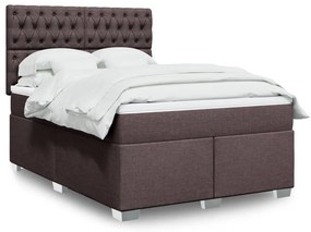 VidaXL Κρεβάτι Boxspring με Στρώμα Σκούρο Καφέ 140x190 εκ. Υφασμάτινο