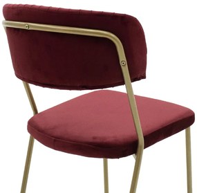 Καρέκλα Livio pakoworld βελούδο μπορντό-χρυσό πόδι - Μέταλλο - 101-000045