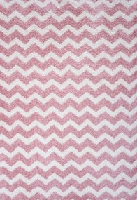 Shaggy παιδικό χαλί Cocoon 8396/55 ροζ με ζικ ζακ ρίγες  - Colore Colori 1,40x2,00