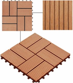 vidaXL Πλάκα Κατασκευής 11 pcs Ξύλο teak 30 x 30 cm WPC