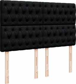 vidaXL Κρεβάτι Boxspring με Στρώμα Μαύρο 140x190 εκ. Υφασμάτινο