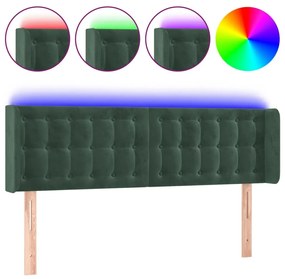 Κεφαλάρι Κρεβατιού LED Σκούρο Πράσινο 147x16x78/88εκ. Βελούδινο - Πράσινο