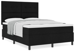 vidaXL Κρεβάτι με ελατήριο Μαύρο 140x200 εκατοστά Ύφασμα
