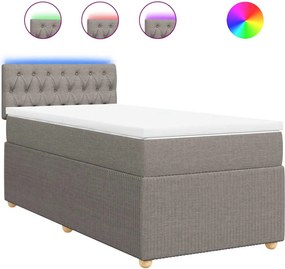 vidaXL Κρεβάτι Boxspring με Στρώμα Taupe 90x200 εκ. Υφασμάτινο