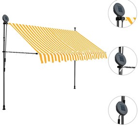 vidaXL Τέντα Συρόμενη Χειροκίνητη με LED Λευκό / Πορτοκαλί 250 εκ.