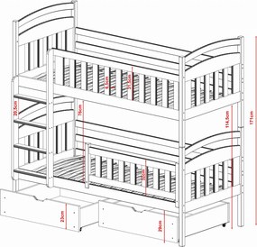 SEBUŚ 80x180 pine bunk bed Lano Furniture