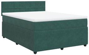 vidaXL Κρεβάτι Boxspring με Στρώμα Σκούρο Πράσινο 140x190εκ. Βελούδινο