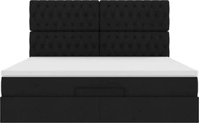 vidaXL Οθωμανικό κρεβάτι με στρώμα Μαύρο 180x200cm Ύφασμα