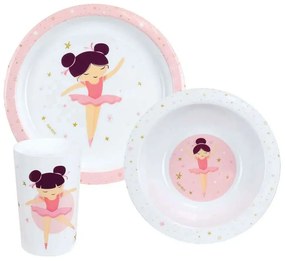 Σερβίτσιο Φαγητού Παιδικό (Σετ 3Τμχ) Ballerine 006076 White-Pink Ango 3 τμχ Πολυπροπυλένιο
