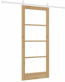 vidaXL Συρόμενη Πόρτα Καφέ 86 x 198.5 cm Μασίφ ξύλο πεύκου