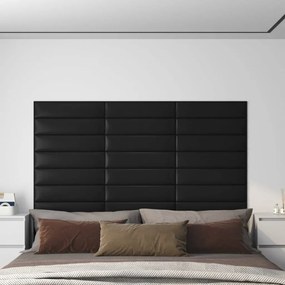 vidaXL Πάνελ Τοίχου 12 τεμ. Μαύρα 60x15 εκ. 1,08 μ² Συνθετικό Δέρμα