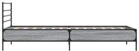 vidaXL Πλαίσιο Κρεβατιού Γκρι Sonoma 90 x 190 εκ. Επεξ. Ξύλο &amp; Μέταλλο