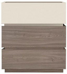 WOODWELL VANITY Κομοδίνο 3 Συρτάρια Αποχρώσεων Sonoma Oak & Cream, με Αποσπώμενα χρωματικά Μέρη 60x40x66cm Ε7352,2
