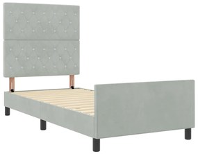 vidaXL Σκελετός Κρεβατιού Ανοιχτό γκρι 100 x 200 cm Βελούδο