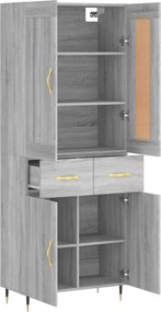 vidaXL Ντουλάπι Γκρι Sonoma 69,5 x 34 x 180 εκ. Επεξεργασμένο Ξύλο