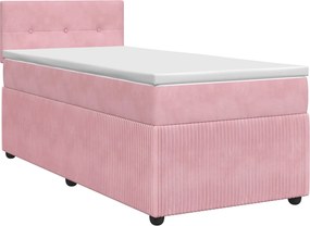 vidaXL Κρεβάτι box spring με στρώμα Ροζ 80 x 200 cm Βελούδο