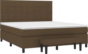 vidaXL Κρεβάτι Boxspring με Στρώμα Σκούρο Καφέ 180x200 εκ Υφασμάτινο