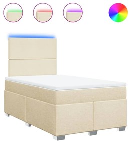 vidaXL Κρεβάτι Boxspring με Στρώμα Κρεμ 120x190 εκ. Υφασμάτινο