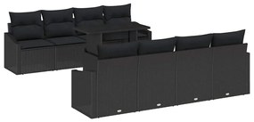 vidaXL Σετ Καναπέ Κήπου με μαξιλάρι 7 pcs Μαύρο 100 x 55 x 73 εκ