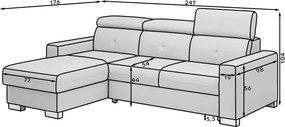 Γωνιακός Καναπές Fraseri-Sapio milo-Δεξιά - 247.00Χ176.00Χ104.00cm